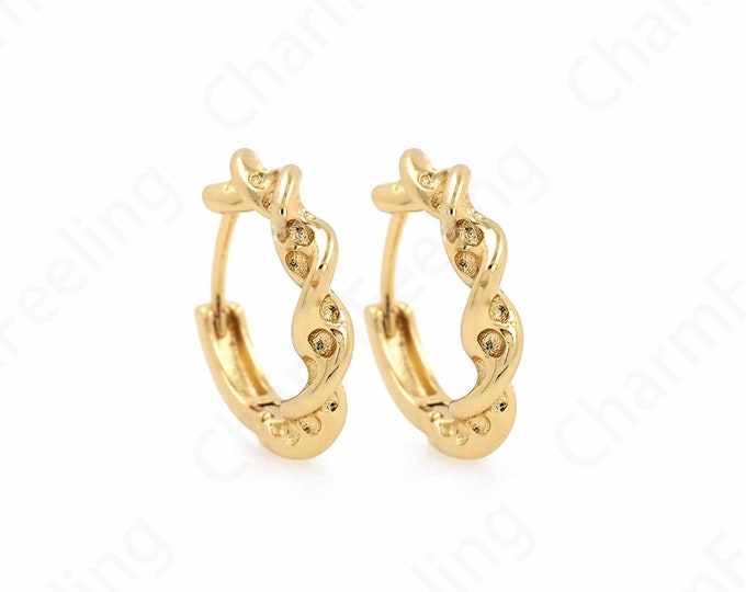 Twist Earrings, Gold Earrings, Earring Charm,18K Gold Filled Round Twist Earrings,Gold Earrings, Gift for Her,16x16x3.6mm