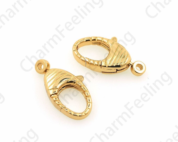 Oval Lobster Clasp, Button Clasp, 18K Gold Filled Carabiner, Jewelry Clasp, Spring Clasp, DIY Jewelry Making Supplies,19x10x4mm