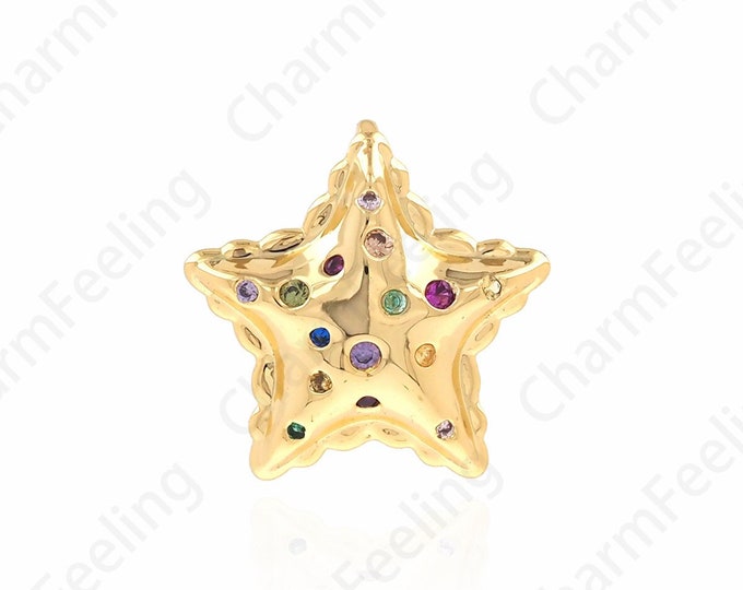 18K Gold Filled Polaris Pendant,Micropavé CZ Star Pendant, Star Charm,Star Jewelry, DIY Jewelry Making Accessories 13.5x13.5x4.5mm