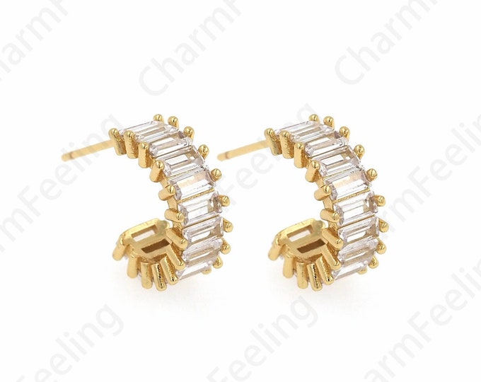Hollow Earrings, Earring Charm,Gold Earrings, Micropavé CZ Twist Earrings, 18K Gold Filled Round Twist Earrings,13.5x11x5.3mm