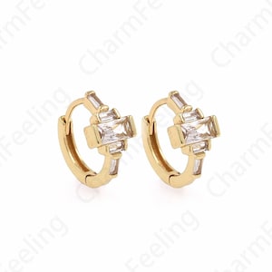 1 Pair Religious Charm, 18K Gold Filled Cross Earrings,Brass Gold-Plated Earrings,Eeligious Earrings,A Gift For Her 14.7x7x2mm