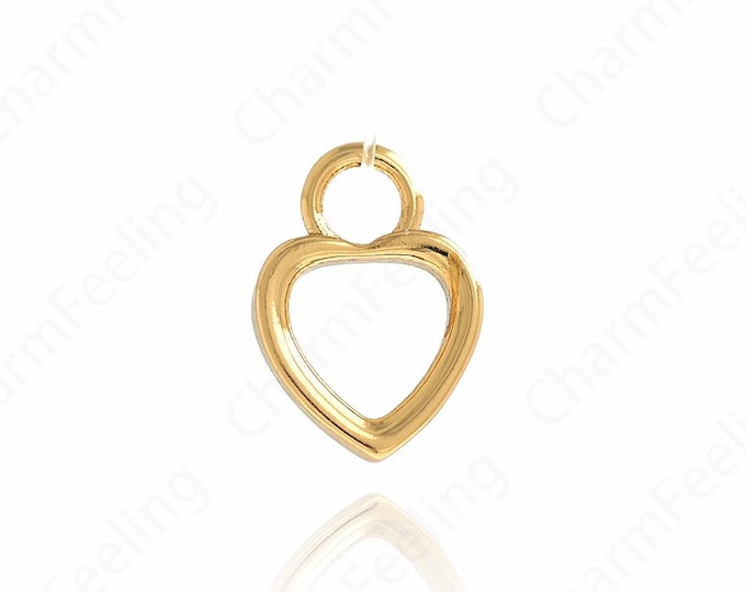 Hollow Heart Pendant, 18K Gold Filling Gold Heart-Shaped Pendant, Heart-Shaped Necklace,Heart Charm, LOVE Necklace 12x8.7x1.8mm