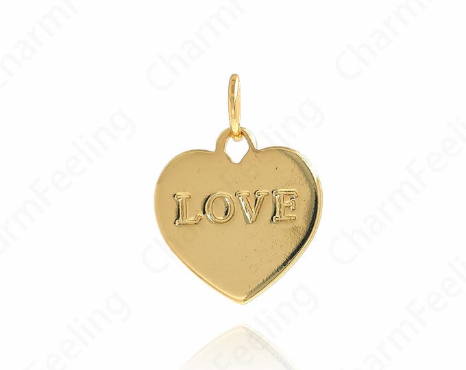 Letter Heart Charm,Heart Pendant, 18K Gold Filled Gift for Her, Love Necklace,Star Charm,DIY Jewelry Accessories,16.5x12.5x1mm