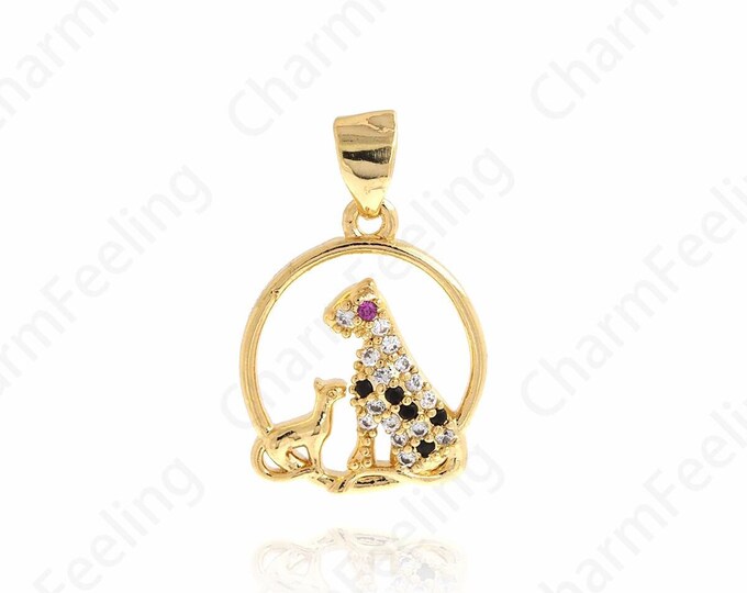 Round Leopard Pendant, 18K Gold Filled Leopard Head Necklace, Leopard Charm,Animal Charm,DIY Jewelry Supplies, 22.2x14.7x4mm