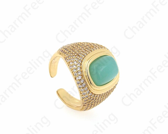 Micropavé CZ Everyday Rings, Round Rings, Gold Open Rings, 18K Gold Filled Adjustable Rings, Ring Charm, DIY Jewelry Supplies