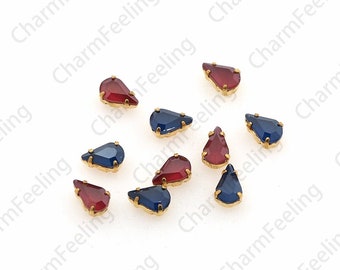 10pcs, Crystals, 4328 Pear-Shaped Crystals, Flat Back Rhinestones With Claws, Sewn Crystals, DIY Shiny Accessories 3.6x6mm