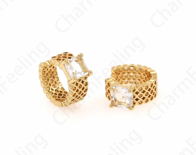 Pierced Earrings,Twist Ear Clips,Ear Clip Earrings, Micropavé CZ Ladies Ear Clips,18K Gold Filled Simple Earrings,Gift for Her,16x13.5x5.5mm