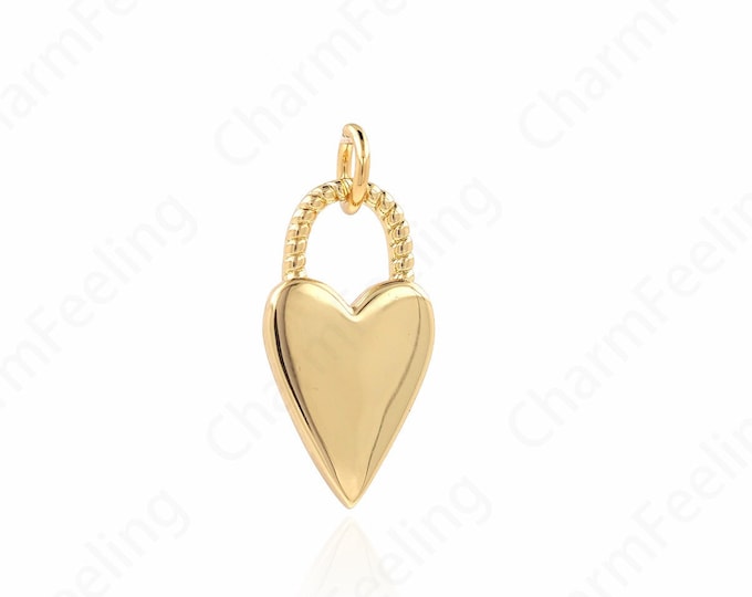 18K Gold Filled Heart Charm, Heart Pendant, Micropavé CZ Love Necklace,Love Charm, DIY Jewelry Accessories, 21.5x9.5x1.7mm