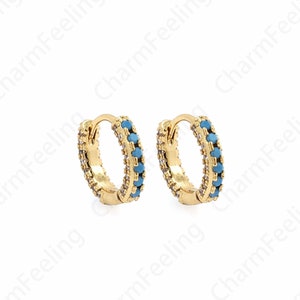 18K Gold Filled Fashion Earrings, Micropavé CZ Imitation Diamond Earrings, Suitable For Anniversary Gifts, DIY Accessories 12x14.5x2.7mm