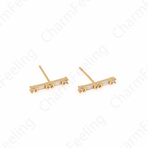 1 pair Gold Cube studs, Cube Stud Studs,18K Gold Filled Bar Studs Earrings, Square Eearrings,Gold Plated Findings ,14x2x2mm