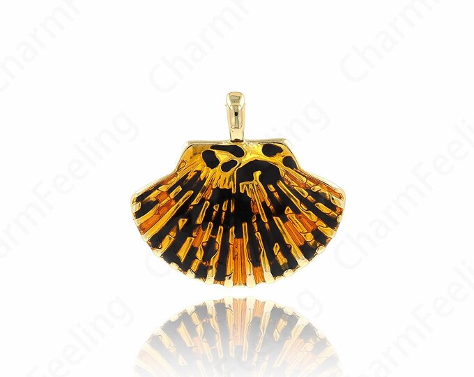 Enamel Shell Pendant,18K Gold Filled Beach Necklace, Beach Charm,Shell Necklace, Shell Charm, DIY Jewelry Supplies,22.2x24.5x3.3mm