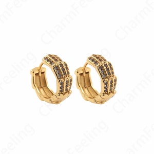 Hollow Earrings,Earring Charm,Dainty Earrings,Micropave CZ Gold Earrings,18K Gold Filled Round Earrings,DIY Jewelry Accessories 16.6x14x3mm