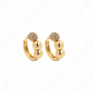 Half Round Earrings, Ball Earrings, 18K Gold Filled Ball Earrings, Dainty Earrings, DIY Jewelry Supplies, 12.5x13.6x4.7mm
