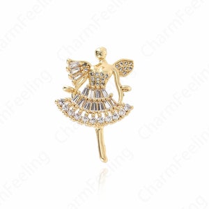 Character Charm, Dancing Figures, Micro-pavé CZ Dancing Charm, 18K Gold Filled Dancer Charm, DIY Jewelry Accessories, 28x18.5x2.5mm