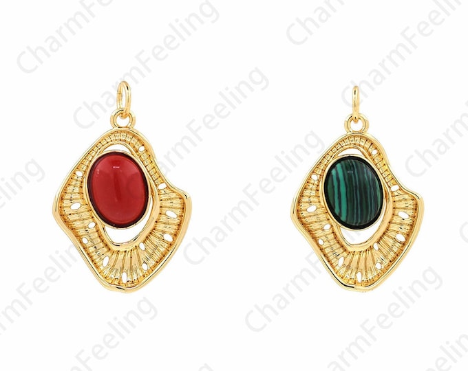 Gemstone Necklace, Egg Pendant, Gemstone Pendant, Fashion Pendant, 18K Gold Filled Egg Charm, Gift For Her, DIY Fashion Items, 27.5x18x4.5mm