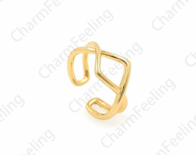 Fashion Rings, Gold Open Rings, Statement Rings,Line Rings, Thin Rings, 18K Gold Filled Adjustable Rings,