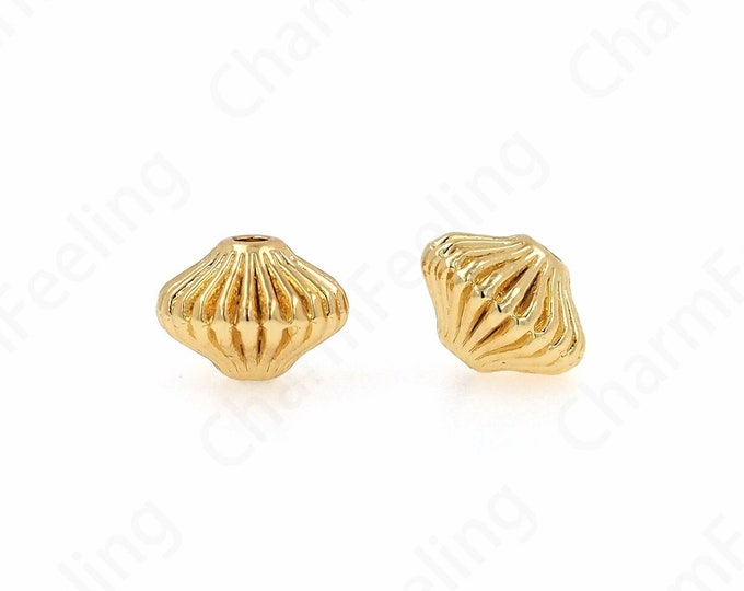 10pcs 18K Gold Filled Bracelet Necklace Beads, Simple Beads, Triangle Spacer Beads, Alloy Beads,DIY Jewelry Supplies, 7.5x5.5mm