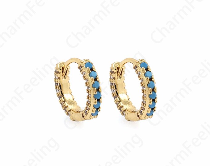 18K Gold Filled Fashion Earrings, Micropavé CZ Imitation Diamond Earrings, Suitable For Anniversary Gifts, DIY Accessories 12x14.5x2.7mm