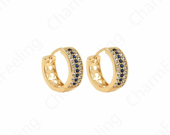 Round Pendants,Hollow Earrings,18K Gold Filled Round Earrings,Micropave CZ Gold Earrings,Earring Charm,DIY Jewelry Accessories 18x18x6.5mm