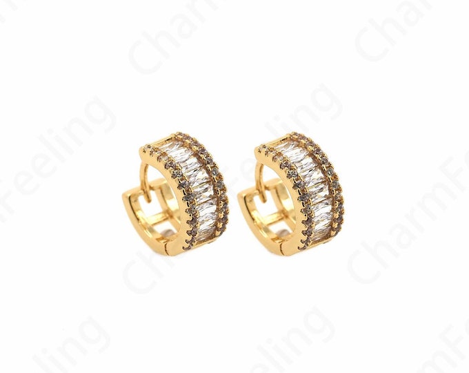 Round Pendants,Micropave CZ Gold Earrings,18K Gold Filled Round Earrings,Hollow Earrings,Earring Charm,DIY Jewelry Accessories 12x11x5.4mm