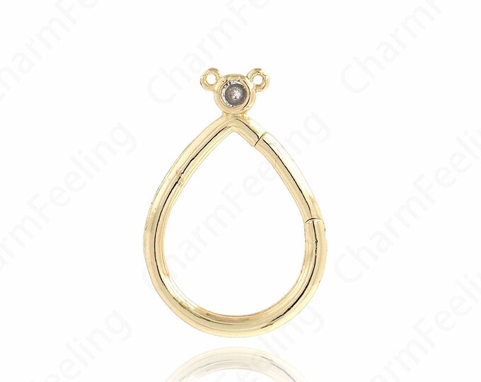 Teardrop Charm, Water Drop Charm, 18K Gold Filled Hollow Teardrop Pendant, Teardrop Necklace 29x20x2.3mm