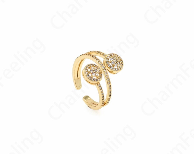 Round Rings, Micropavé CZ Everyday Rings,18K Gold Filled Adjustable Rings,Line Rings,Gold Open Rings,Square Rings,