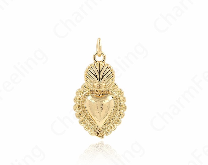 Love Necklace,Love Charm, 18K Gold Filled Heart Charm, Heart Pendant, DIY Jewelry Accessories, 26x14.3x3mm