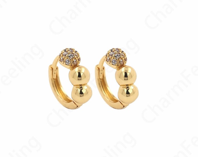 Half Round Earrings, Ball Earrings, 18K Gold Filled Ball Earrings, Dainty Earrings, DIY Jewelry Supplies, 12.5x13.6x4.7mm