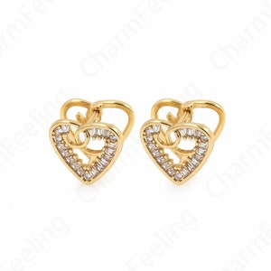 Boho oorbellen, liefde oorbellen, gouden hoepel, doorboord oorbellen, 18K goud gevuld hart oorbellen, DIY sieraden accessoires 13.2x14.3x10.5mm
