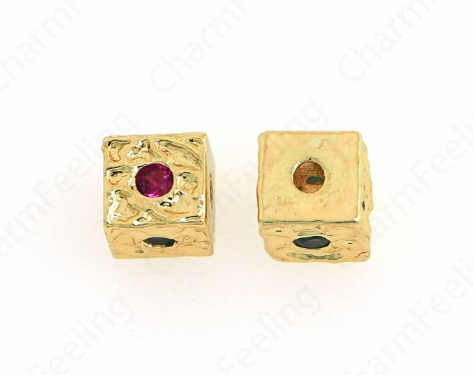 10 pcs 18K Gold Filled Square Spacer Beads,Micropavé CZ Square Beads,Metal Beads,Beads, DIY Jewelry Making Accessories 4.5mm