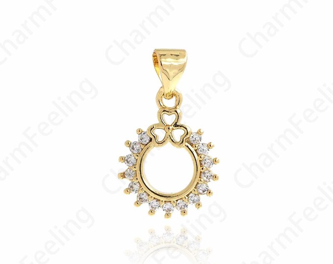 18K Gold Filled Ring Pendant, Micropavé CZ Hollow Circle Necklace, Round Necklace, Ring Pendant, DIY Jewelry Accessories, 19.5x12x2.5mm