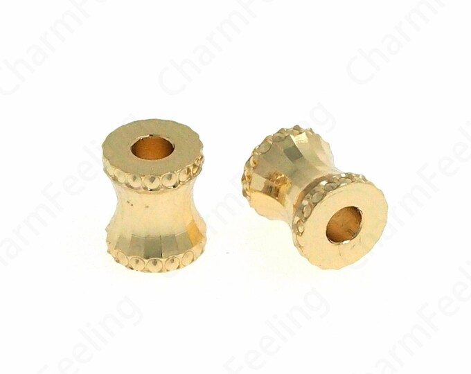 10 pcs Gold Cylinder Beads, 18K Gold Filled Round Beads,Cylindrical Spacer Beads, Bracelet Assembly Accessories, 7x5.8mm