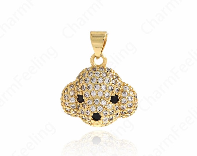 Dog Head Pendant, Jewelry For Dog Lovers, 18K Gold Filled Dog Necklace,Animal Charm, DIY Jewelry Accessories 20.5x17x6.5mm
