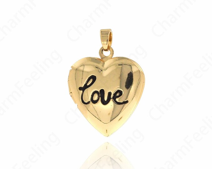 Heart Photo Frame Charm,18K Gold Filling Heart Pendant,Heart Charm,Heart Necklace,Enamel Charm,DIY Jewelry Accessories 26.5x19.5x5.5mm