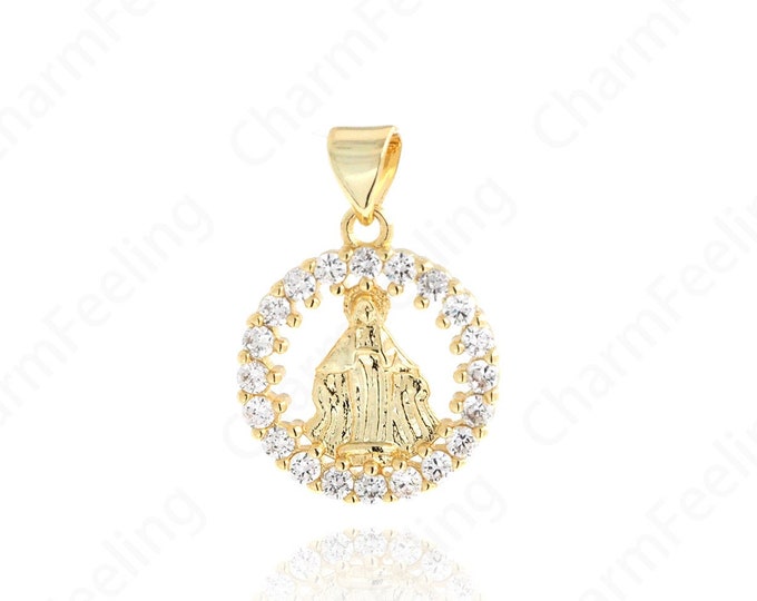 1pcs 18K Gold Filled With The Charm Of The Virgin Mary, Virgin Guadalupe Medallion Pendant, Religious Jewelry 23x16x2.5mm