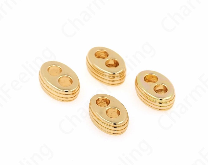 Oval Beads, 18K Gold Filled Flat Beads, Bracelet Beads, Necklace Beads, Beaded Charms, DIY Jewelry Supplies, 15x10x5.5mm
