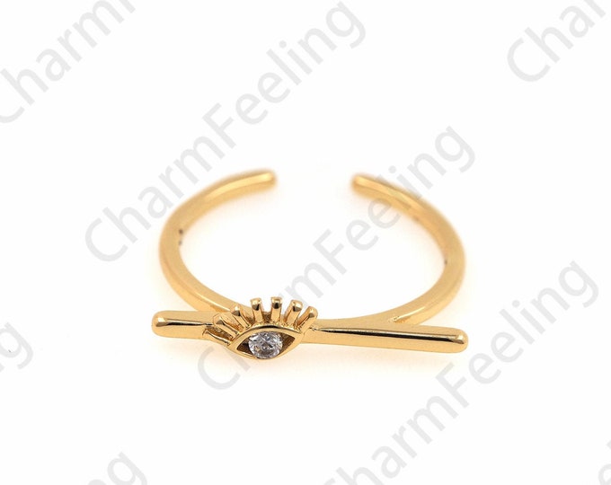 18K Gold Filled Eye Ring, Adjustable Ring, Stackable Ring,Eye Ring,Eye Charm, Everyday Ring, Horus Eye Ring