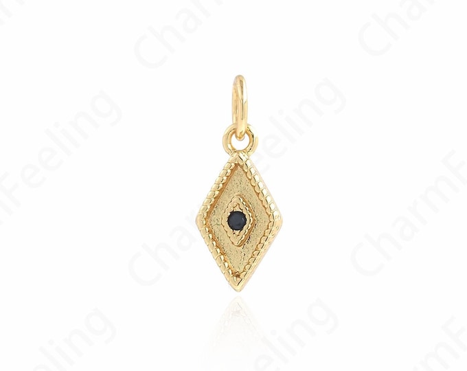 Micropavé CZ Eye Pendant, 18K Gold Filled Eye Necklace, Eye Charm, DIY Jewelry Accessories 15x6.5x1.8mm
