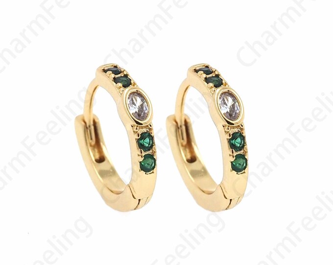 18K Gold Filled Round Earrings,Micropave CZ Earring Charm,Dainty Earrings,Zircon Earrings,DIY Jewelry Supplies,14x13x2mm