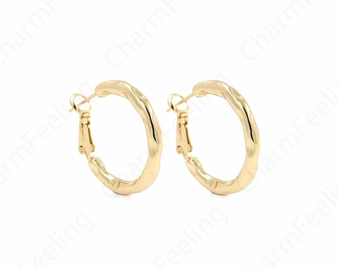 1 pair,Twist Earrings, Earring Charm, Dainty Gold Earrings, Hollow Earrings, 18K Gold Filled Round Twist Earrings, 25x3.2mm
