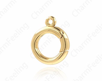 Bracelet Necklace Clasp, 18K Gold Filled Round Clasp, Carabiner, Jewelry Clasp, DIY Jewelry Making Accessories, 16x13x3mm
