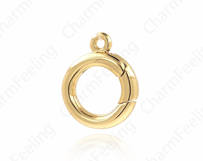 Bracelet Necklace Clasp, 18K Gold Filled Round Clasp, Carabiner, Jewelry Clasp, DIY Jewelry Making Accessories, 16x13x3mm