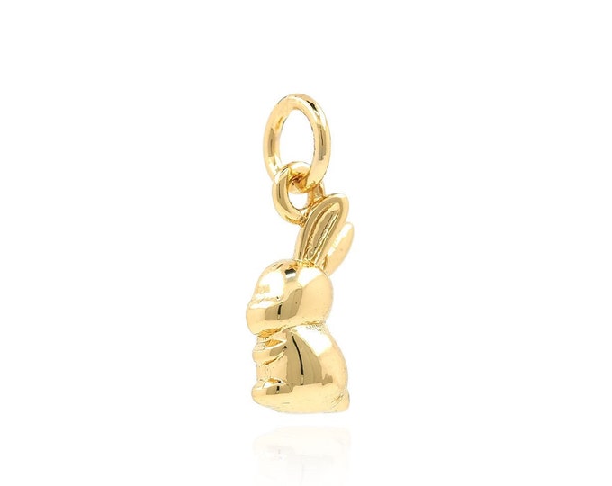 18K Gold Filled Rabbit Pendant, Cute Charm, Rabbit Necklace, Gold Rabbit Necklace, Animal Charm, DIY Jewelry Accessories, 15x6x4mm