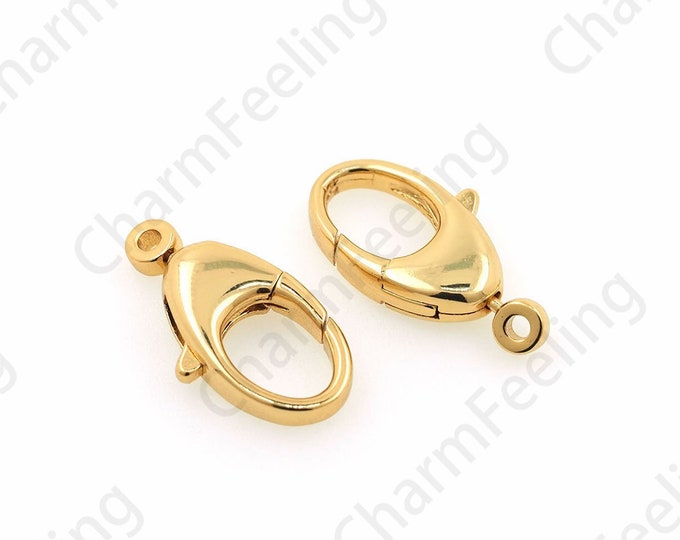 Button Clasp, 18K Gold Filled Lobster Clasp, Carabiner, Jewelry Clasp, Spring Clasp, DIY Jewelry Making Supplies,19x10x4mm