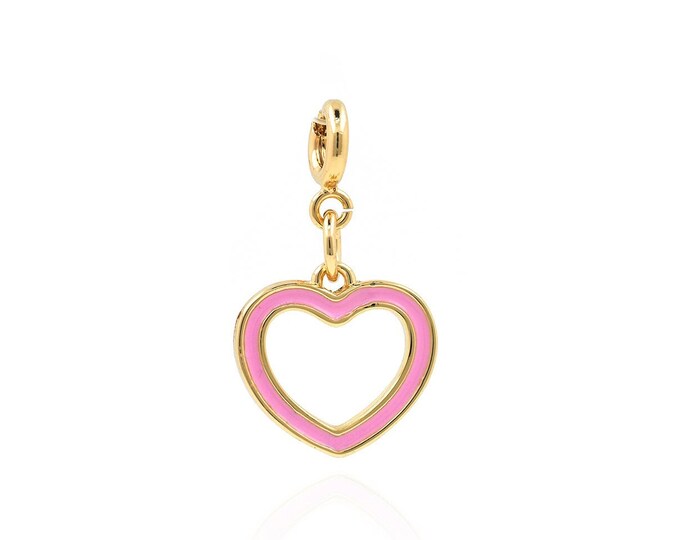 Heart Cutout Pendant，Heart Pendant, Love Charm, 18K Gold Filled Enamel Heart Necklace, Heart Charm, DIY Jewelry Supplies, 24x14x1.4mm
