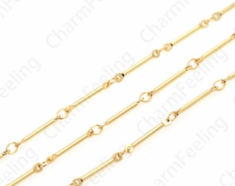 1 Meter,Brass Chain,18K Gold Filled Small Rectangular Chain,Welded Chain,Semi-Finished Chain,DIY Jewelry Necklace Bracelet Making Chain,14mm