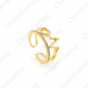 Heartbeat Rings, Micropavé CZ Style Rings, Gold Rings, 18K Gold Filled Adjustable Rings, Heart Rings, Love Rings