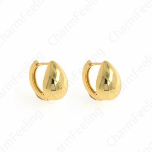 Gouden waterdruppeloorbellen, 18K gold filled bengeloorbellen, ronde oorbellen, cadeau voor haar, 13,3 x 10,3 x 15,5 mm