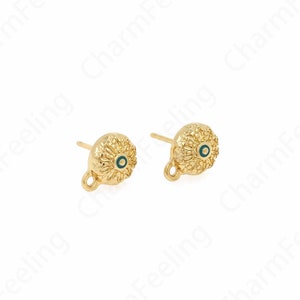 Micropavé CZ Flower Earrings,Alloy Rose Earrings, 18K Gold Filled Round Earrings,Alloy Flower Charm,DIY Jewelry Supplies,10.5x8x3mm