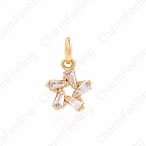 Lucky Star Pendant, Micropavé CZ Five-pointed Star Necklace, Star Pendant,18K Gold Filled Star Pendant, DIY Jewelry Components 8.5x13.8x2mm